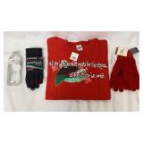 Christmas Short Sleeve L Shirt & Gloves - NEW