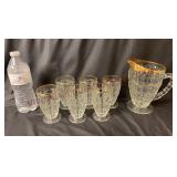 Jeannette Pilgrim Thumbprint Pitcher & Glasses