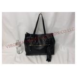 Laggo Black Pebbled Leather Handbag w Tassel