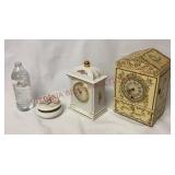 Trinket Box, Porcelain Clock & Jewelry Box Clock