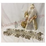Beaded Christmas Runner & 24" Santa Claus