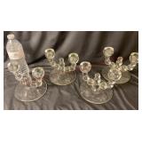 Paden City Etched Glass Double Candlesticks - 4
