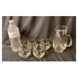 MCM Libbey Silver Band Cocktail Mixer & Glasses