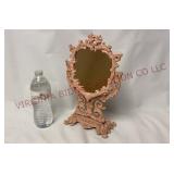 Ornate Cast Iron Swivel Vanity Mirror - 12" tall