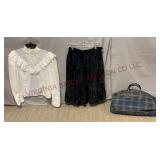 Vintage Clothing & Plaid Travel Bag - See Desc