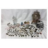 Vintage Samovar Percolator & Assorted Flatware