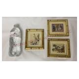 Mid Century Mini Japanese Bamboo Framed Prints