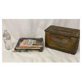 Vintage Sportsmans Books & 50 Cal Ammo Box