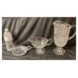 Crystal Nappy, Sauce Boat & Beverage Pitcher