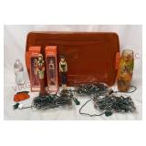 Sterilite Tote w Fall Decor & Orange String Lights