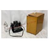 Vintage Polaroid Land Camera & Wooden Box
