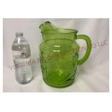 Vintage Falling Leaves Glass Ice Lip 9.5" Pitcher