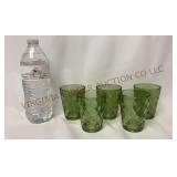 Vintage Avocado Green Diamond Juice Glasses - 5