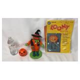 Vintage Jack-O-Lantern, Felt Figure, Loony Balloon