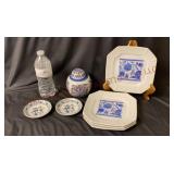 Chinoiserie Blue & White Dishes Plates Ginger Jar