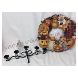 Mid Century Candelabra & Retro Halloween Wreath