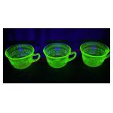 Anchor Hocking Roulette Uranium Glass Cups - Glow