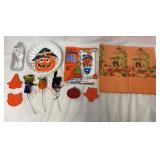 Vtg Halloween Paper Table Cover. Door Cover, More