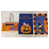 Purple Crackle Globe Lights & Snoopy Garden Flags
