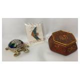 Angel Fish Pin, Turtle & Mosaic Trinket Boxes