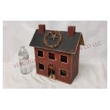 Primitive Lighted Salt Box House - 13" tall