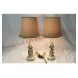 Vintage Bisque Porcelain Figural Lamps - Pair