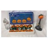 Vintage Pumpkin Light Set & Candle Light - Works!