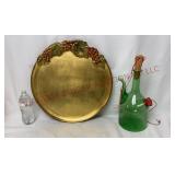 Sezzatini Hand Painted Tray & Italian Wine Bottle