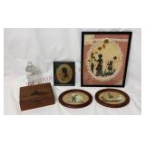 Vintage Silhouette Wall Art & Cedar Keepsake Box