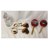 Vintage Spanish Castanets & Gourd Maracas