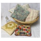 Vintage Pillows & Wicker Laundry Basket