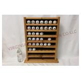 Wood Golf Ball Display Rack w Souvenir Golf Balls