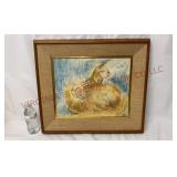 1960s Framed "Fussy & Fluffy" Watercolor - Signed