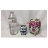 Vintage Blue Onion & Floral Egg Planters - 2