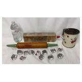 Rolling Pin, Spice Rack, Sifter & Cookie Cutters