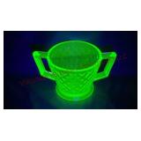 Imperial Glass Quilted Diamond Open Sugar - Glows!