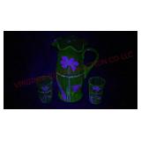 Victorian Blown Glass Lemonade Set - Glows!