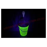 Uranium Glass Bucket w Beater Mixer - Glows!