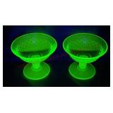 Imperial Glass Quilted Diamond Sherbets - Glow!!!