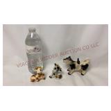 Vintage Cow Salt & Pepper Set, Cow Holder