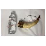 Vintage Bovine Drinking Horn Cup w Chain