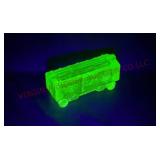 Green Uranium Glass Train Car / Box Car - Glows!