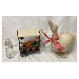 Decorative Produce Cart & Paper Mache Goose