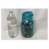Vintage Blue Bicentennial Ball Jar of Marbles