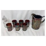 Antique Dugan Maple Leaf Pitcher & Tumblers Set