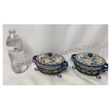 Temptations Old World Blue 9oz Bakers w Stands