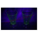 Depression Crackle Glass Cone Tumblers - Glows