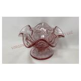 Fenton Glass Dusty Rose Strawberry Pedestal Bowl