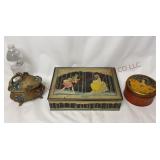 Jewelry Casket, Candy Tin & Dusting Powder Box
