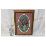 1990s Embroidered May Day Flowers - Framed